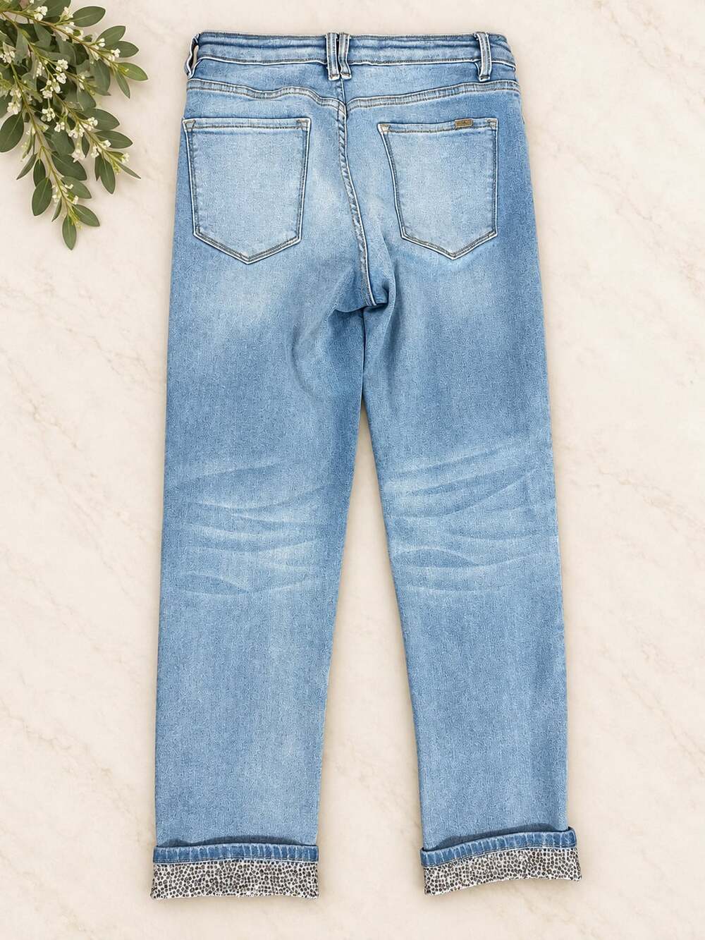 Lucky & Blessed 6 Boyfriend Jeans Light Wash Rhinestone Crystal Cuff Y2K Western - Picture 3 of 9